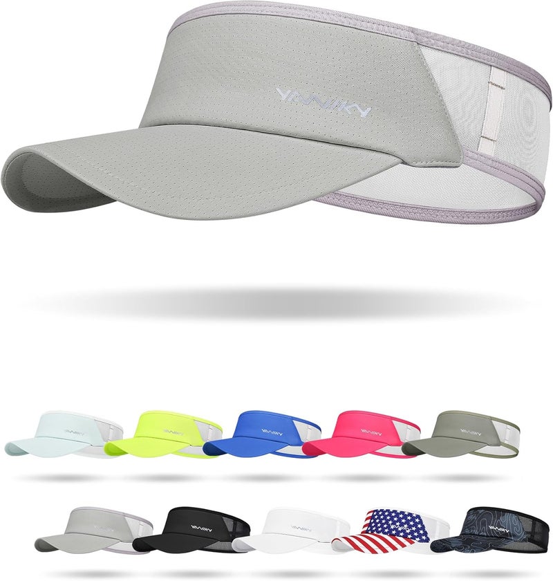 YANIKY Sports Sun Visor Hats for Women Men Lightweight Breathable Cooling Stretchy Visors Foldable UPF 50+ for Running Tennis Golf - Image 1